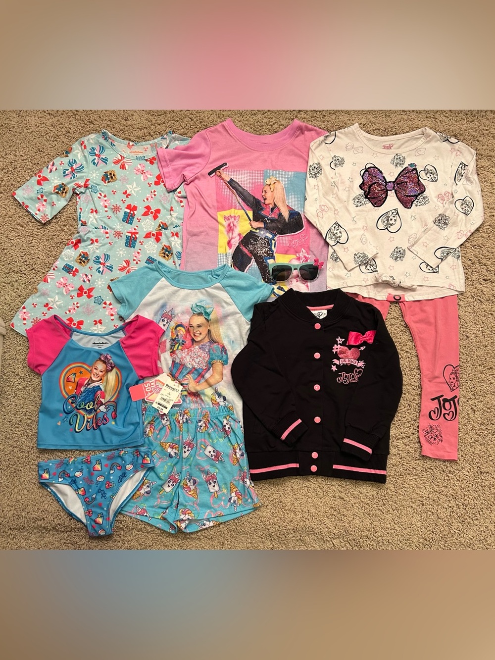 JoJo Siwa Girls Sunglasses, BowBow Dress, Jacket, Size S Small 6/6X Clothes Lot